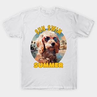 The Poodle Dog's Vacation. Sun Swim Summer. T-Shirt